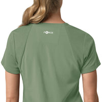 Force Cross-Flex Women's Flex Panel V-Neck Scrub Top Green Slate side detail 2