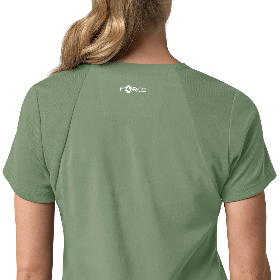 Force Cross-Flex Women's Flex Panel V-Neck Scrub Top Green Slate side detail 2