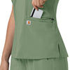 Force Cross-Flex Women's Flex Panel V-Neck Scrub Top Green Slate hemline detail