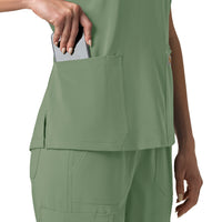 Carhartt Force Cross-Flex Women's Flex Panel V-Neck Scrub Top - Green Slate