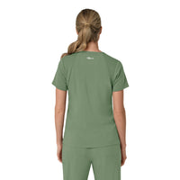 Force Cross-Flex Women's Flex Panel V-Neck Scrub Top Green Slate back view