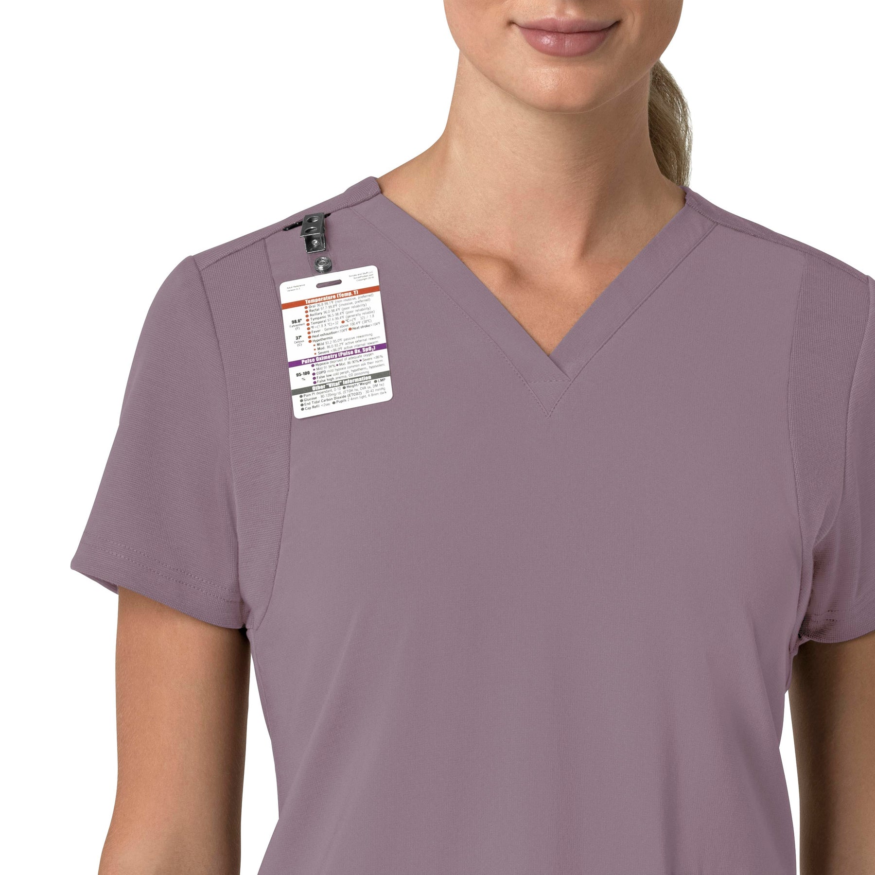 Force Cross-Flex Women's Flex Panel V-Neck Scrub Top Lavender Mist side detail 1