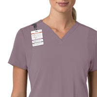 Force Cross-Flex Women's Flex Panel V-Neck Scrub Top Lavender Mist side detail 1