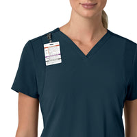 Force Cross-Flex Women's Flex Panel V-Neck Scrub Top Navy side detail 1