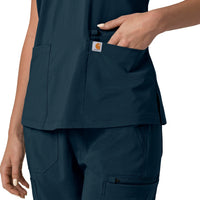 Force Cross-Flex Women's Flex Panel V-Neck Scrub Top Navy back detail