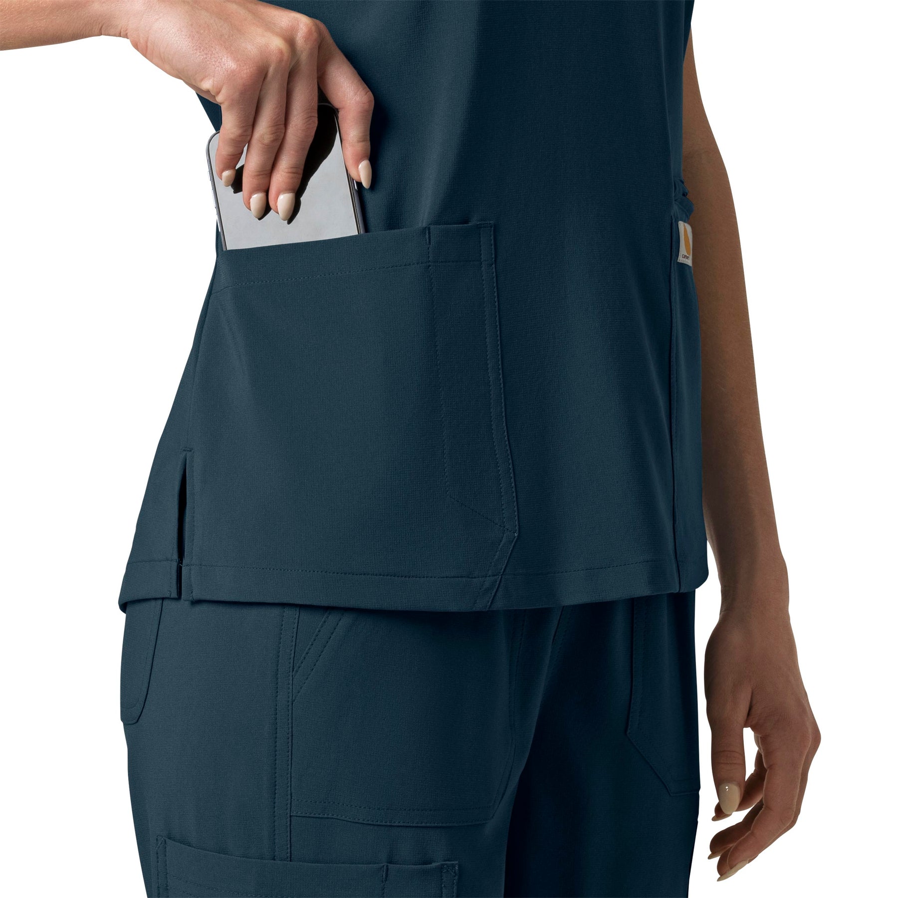 Carhartt Force Cross-Flex Women's Flex Panel V-Neck Scrub Top - Deep Navy