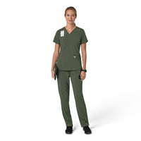 Force Cross-Flex Women's Flex Panel V-Neck Scrub Top Olive full scrub set