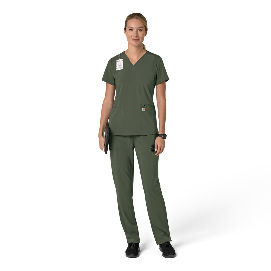 Force Cross-Flex Women's Flex Panel V-Neck Scrub Top Olive full scrub set