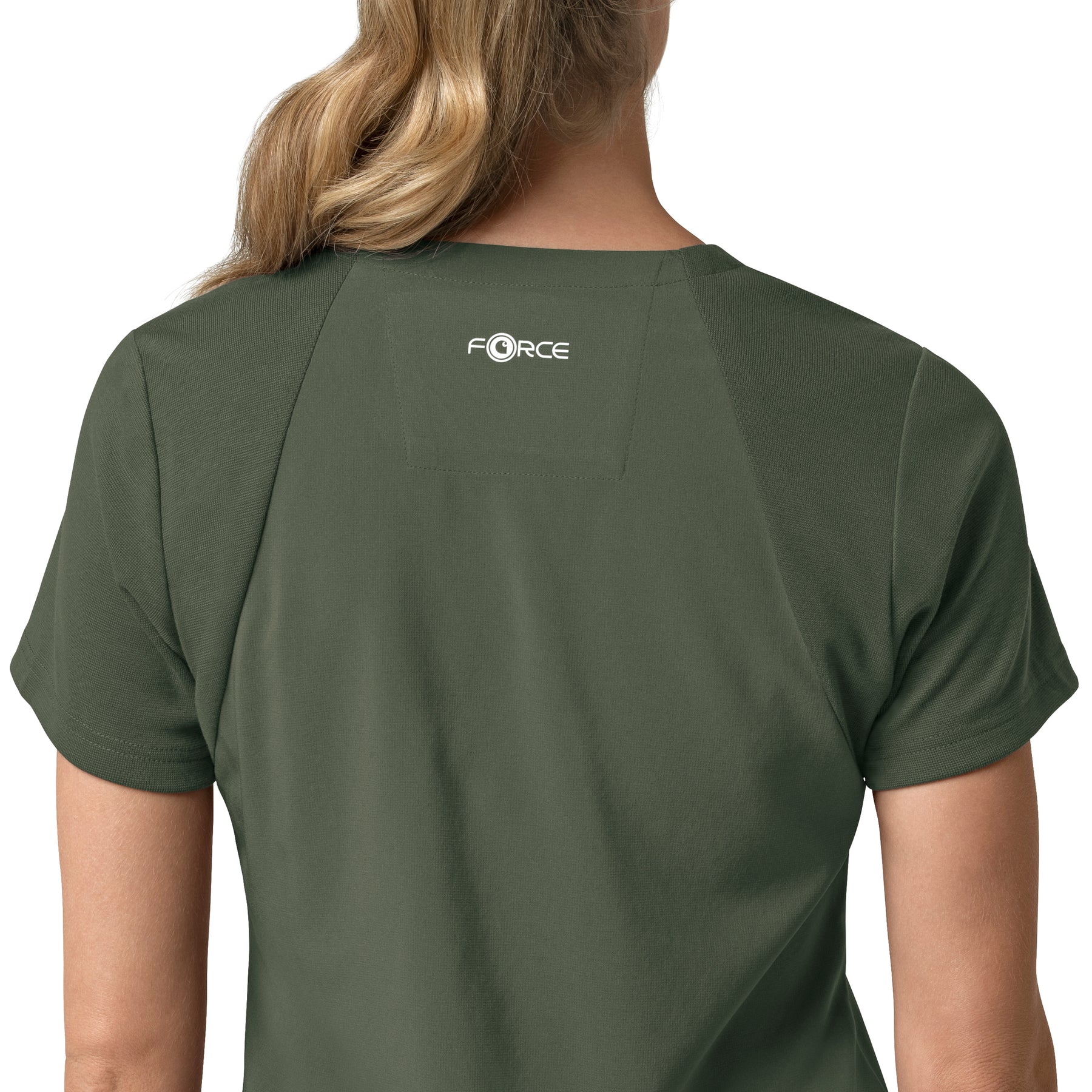Force Cross-Flex Women's Flex Panel V-Neck Scrub Top Olive side detail 2