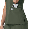 Force Cross-Flex Women's Flex Panel V-Neck Scrub Top Olive hemline detail