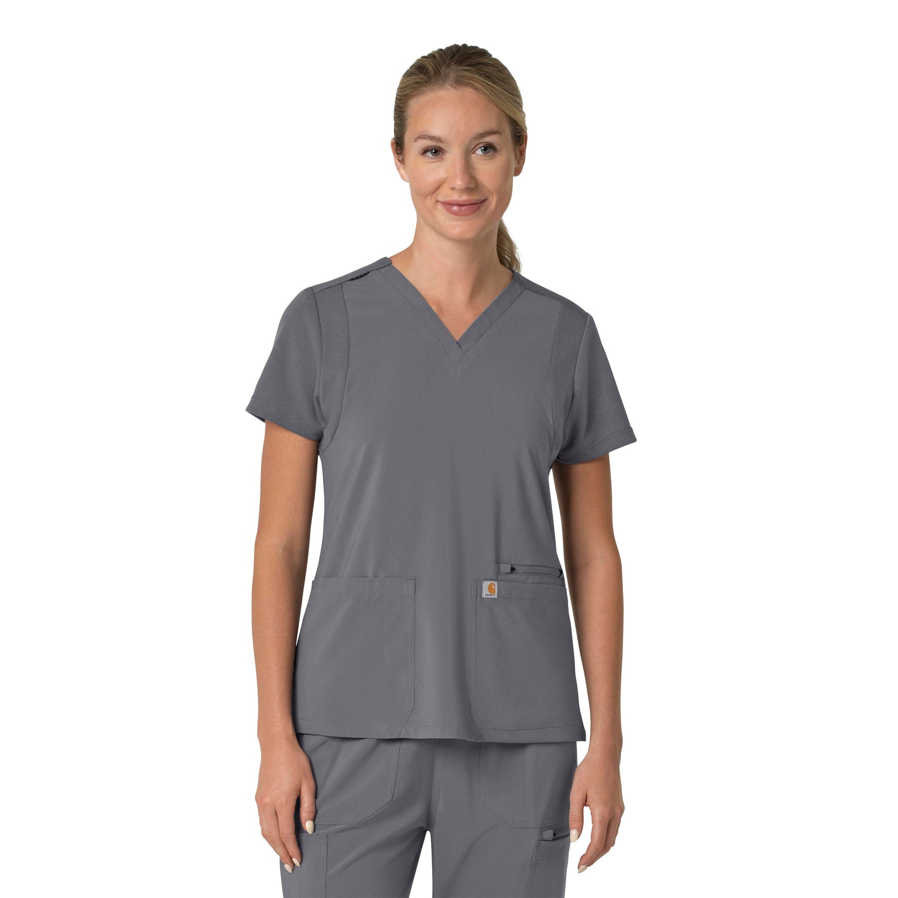 Force Cross-Flex Women's Flex Panel V-Neck Scrub Top Pewter