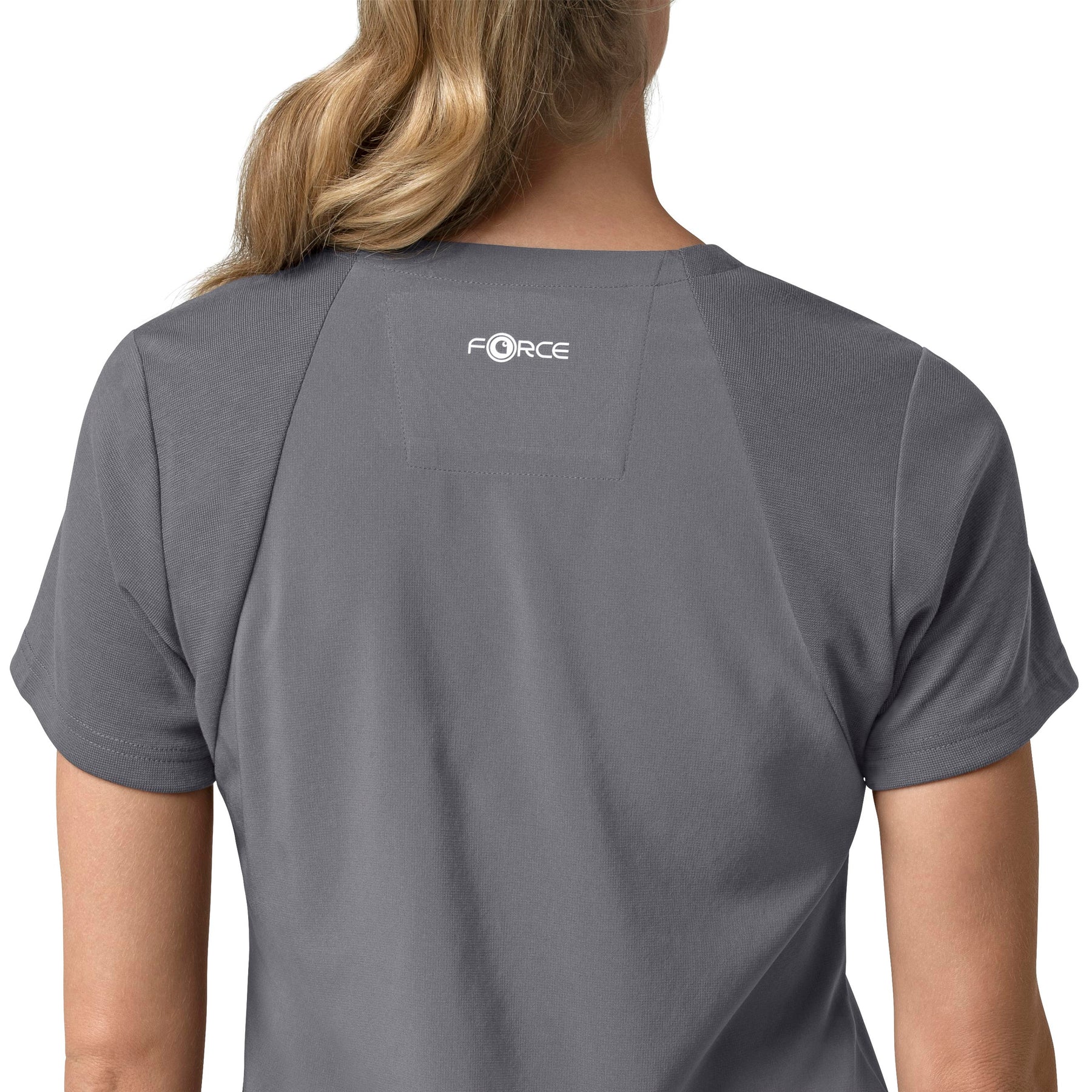 Force Cross-Flex Women's Flex Panel V-Neck Scrub Top Pewter side detail 2