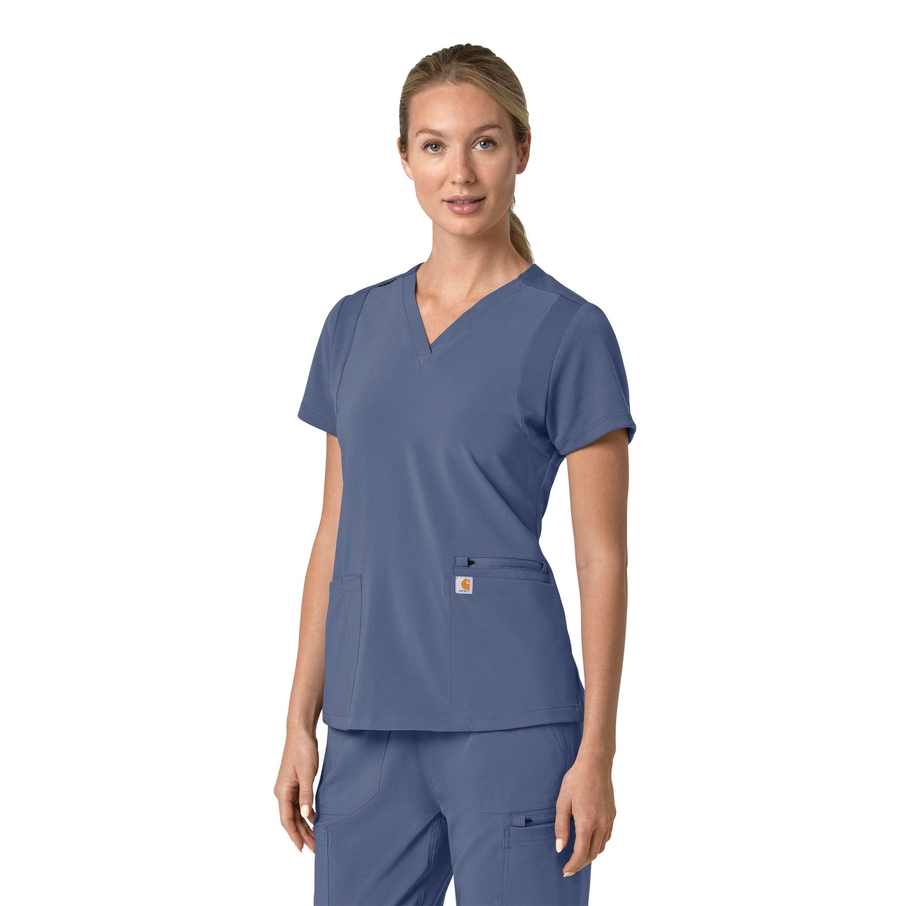 Force Cross-Flex Women's Flex Panel V-Neck Scrub Top Riverside side view