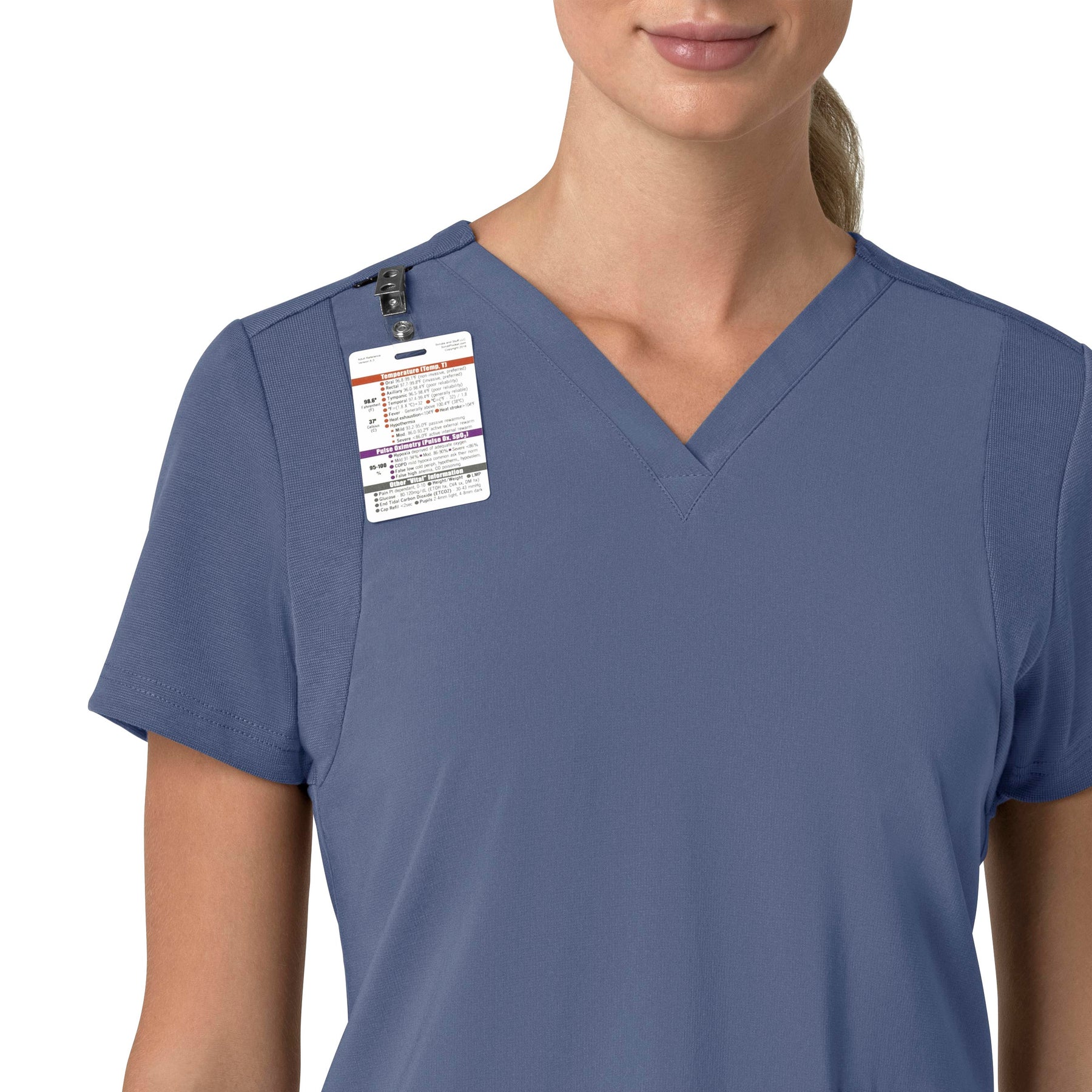 Force Cross-Flex Women's Flex Panel V-Neck Scrub Top Riverside side detail 1
