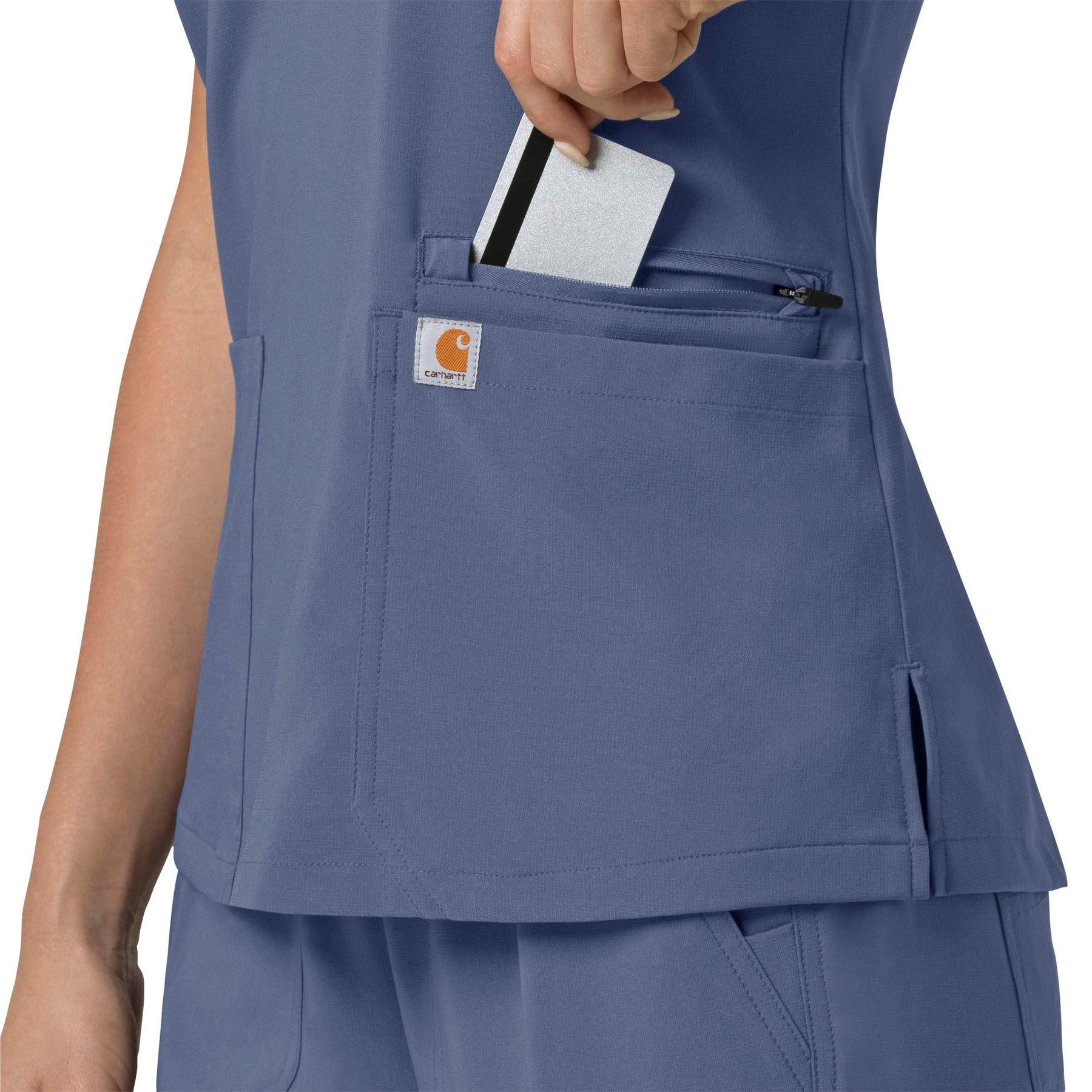 Force Cross-Flex Women's Flex Panel V-Neck Scrub Top Riverside hemline detail