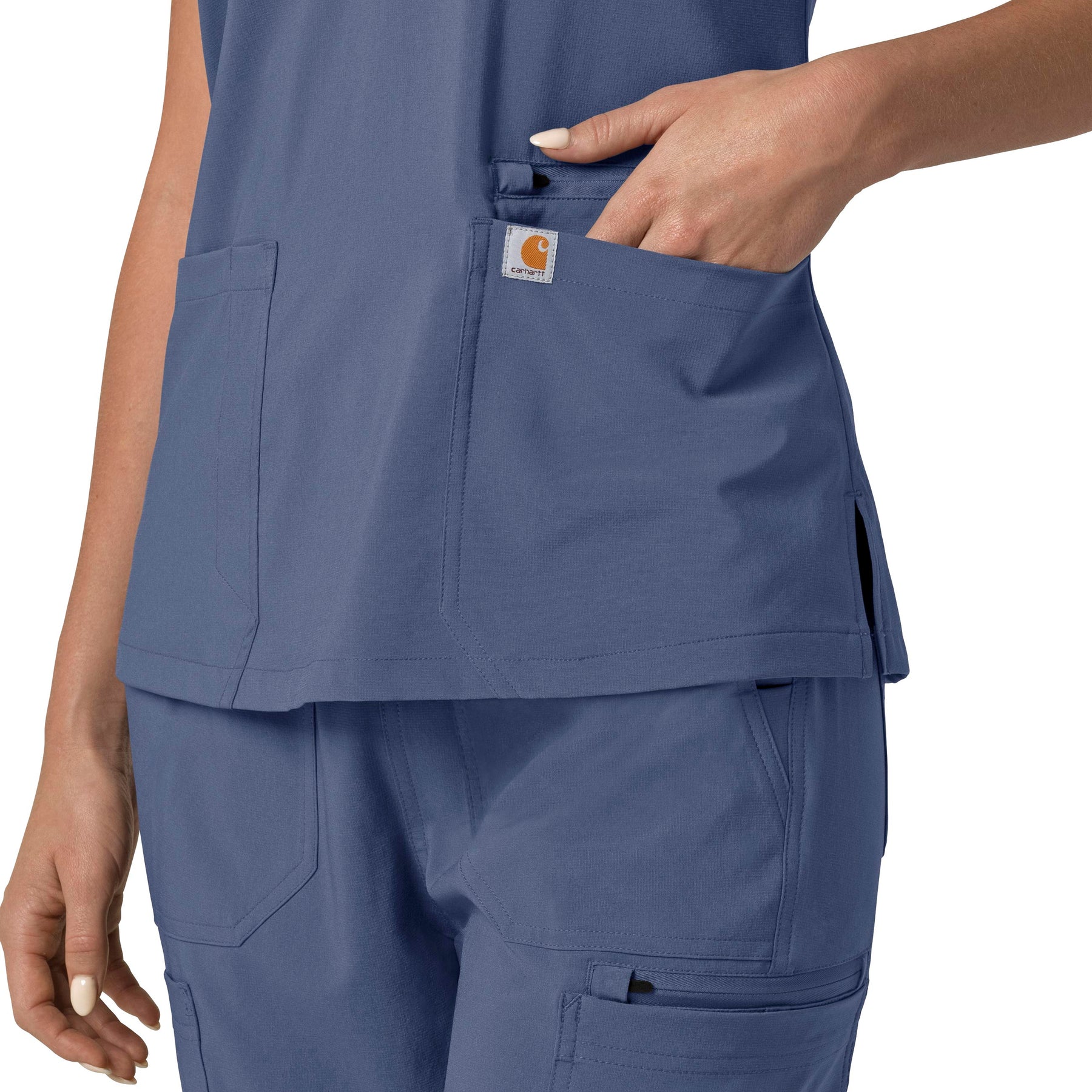 Force Cross-Flex Women's Flex Panel V-Neck Scrub Top Riverside back detail