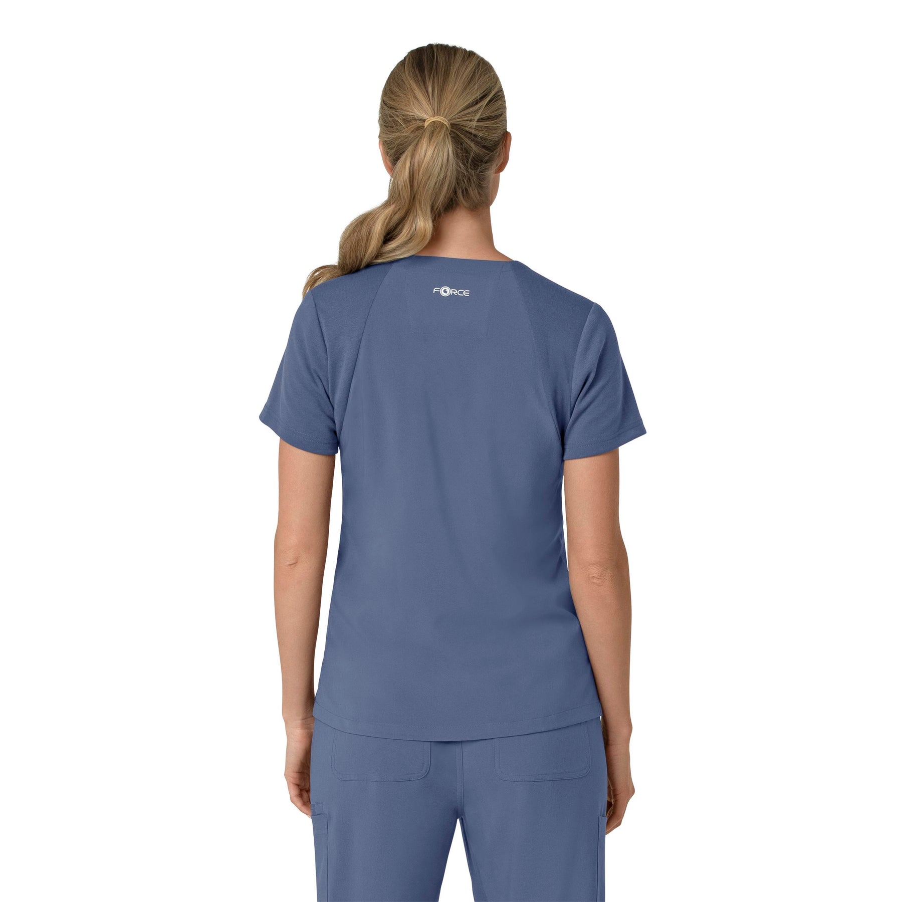 Force Cross-Flex Women's Flex Panel V-Neck Scrub Top Riverside back view