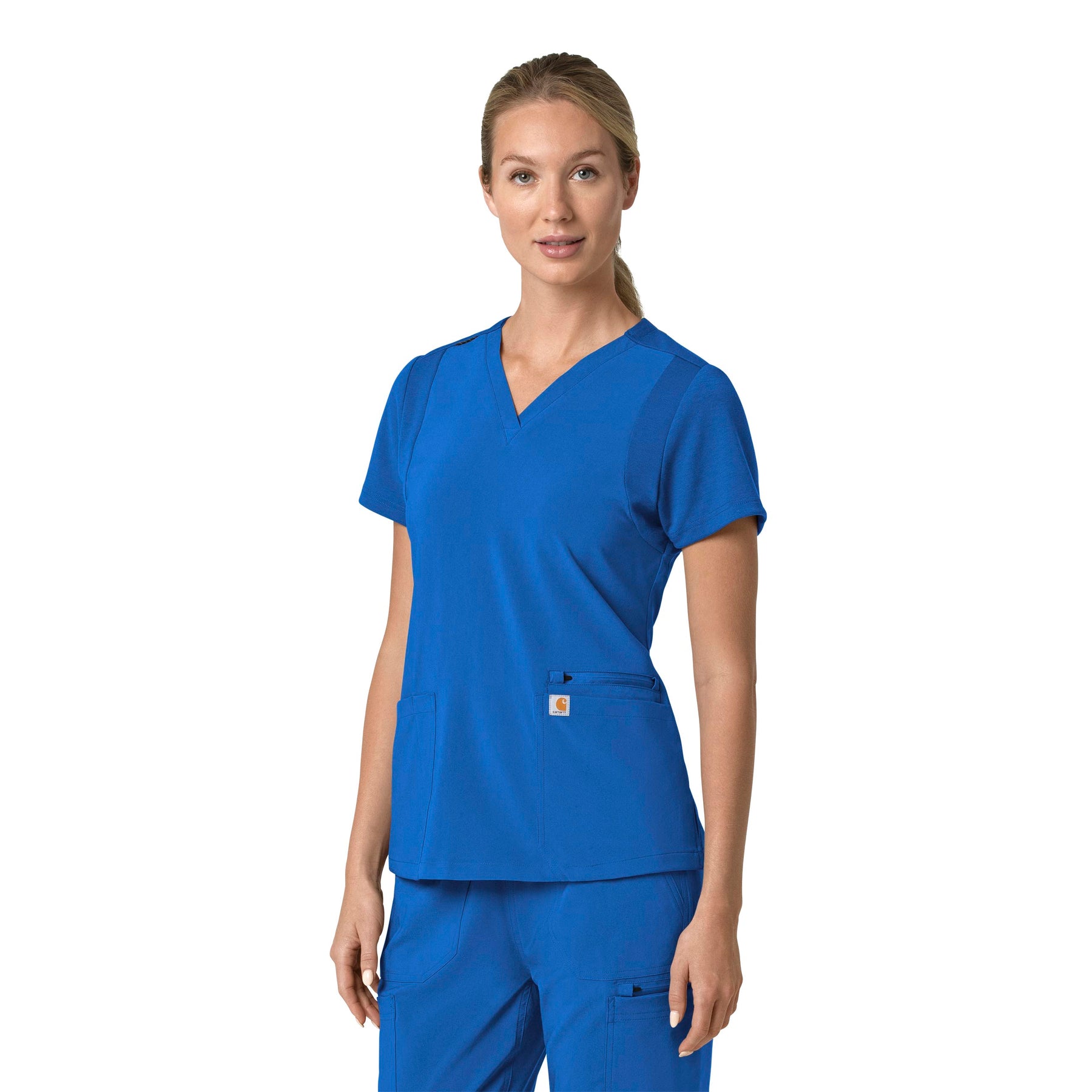 Force Cross-Flex Women's Flex Panel V-Neck Scrub Top Royal side view
