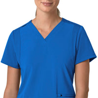 Force Cross-Flex Women's Flex Panel V-Neck Scrub Top Royal front detail