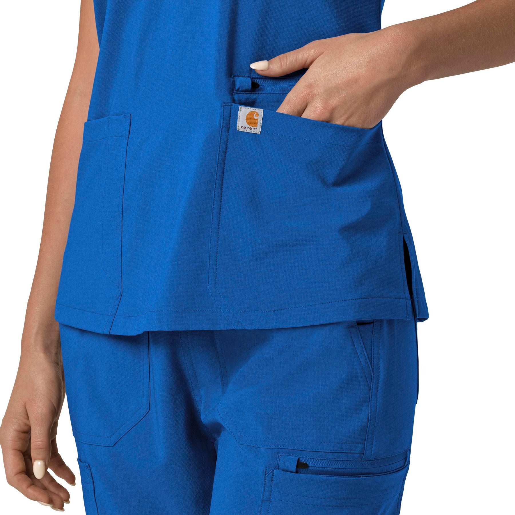 Force Cross-Flex Women's Flex Panel V-Neck Scrub Top Royal back detail