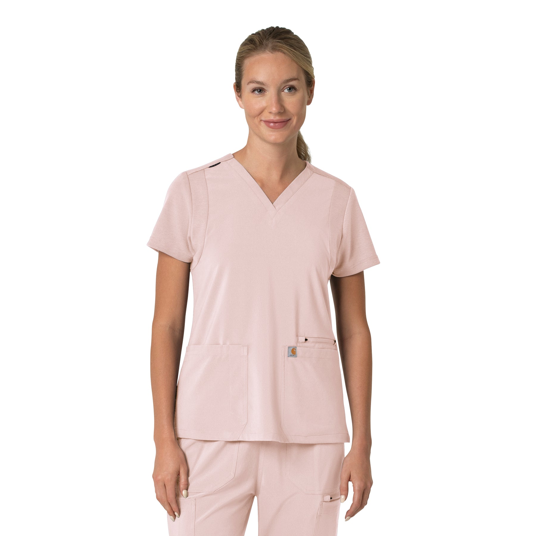 Force Cross-Flex Women's Flex Panel V-Neck Scrub Top Soft Rose