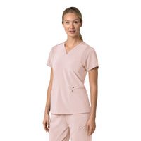 Force Cross-Flex Women's Flex Panel V-Neck Scrub Top Soft Rose side view