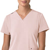 Force Cross-Flex Women's Flex Panel V-Neck Scrub Top Soft Rose front detail