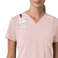 Force Cross-Flex Women's Flex Panel V-Neck Scrub Top Soft Rose side detail 1