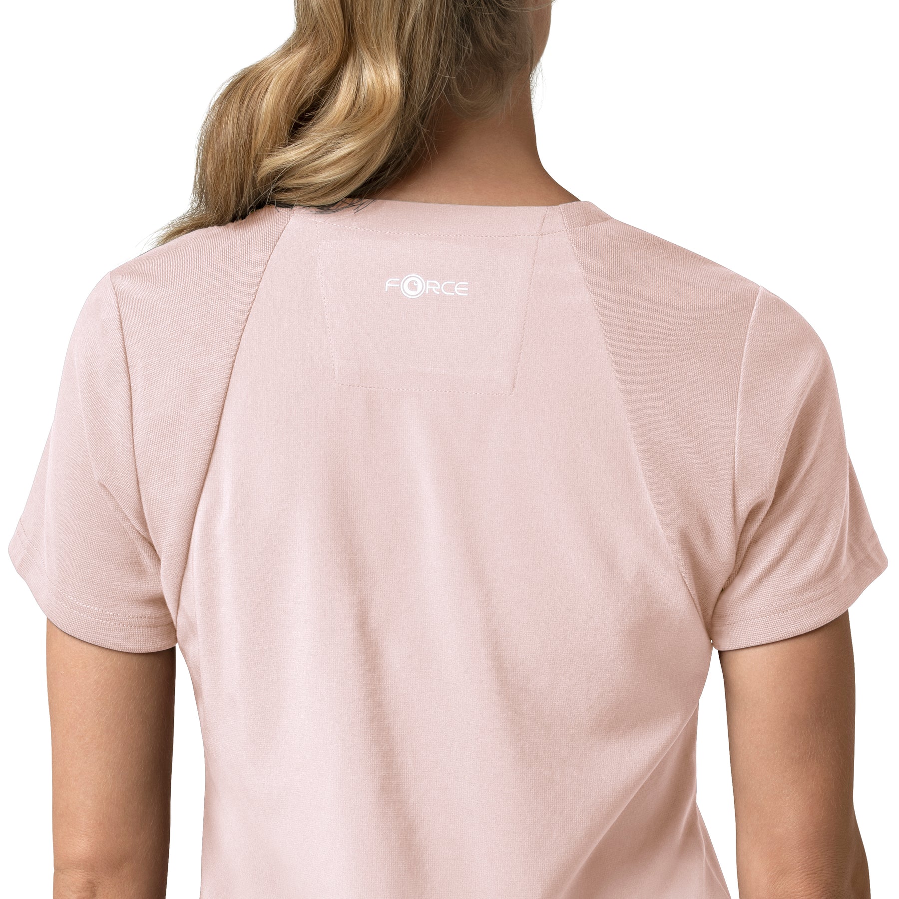 Force Cross-Flex Women's Flex Panel V-Neck Scrub Top Soft Rose side detail 2