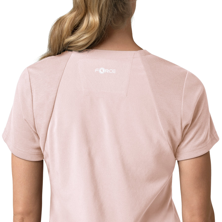 Force Cross-Flex Women's Flex Panel V-Neck Scrub Top Soft Rose side detail 2
