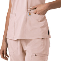Force Cross-Flex Women's Flex Panel V-Neck Scrub Top Soft Rose back detail