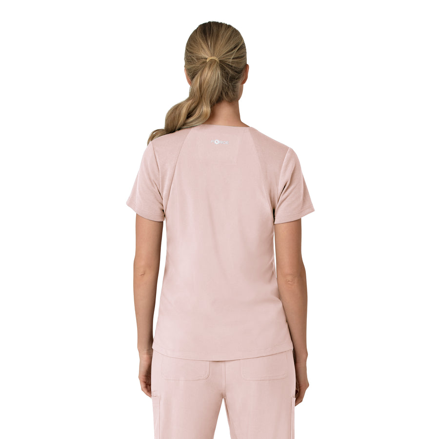Force Cross-Flex Women's Flex Panel V-Neck Scrub Top Soft Rose back view