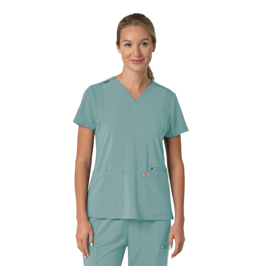 Force Cross-Flex Women's Flex Panel V-Neck Scrub Top Summer Blue