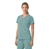 Force Cross-Flex Women's Flex Panel V-Neck Scrub Top Summer Blue side view