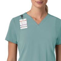 Force Cross-Flex Women's Flex Panel V-Neck Scrub Top Summer Blue side detail 1