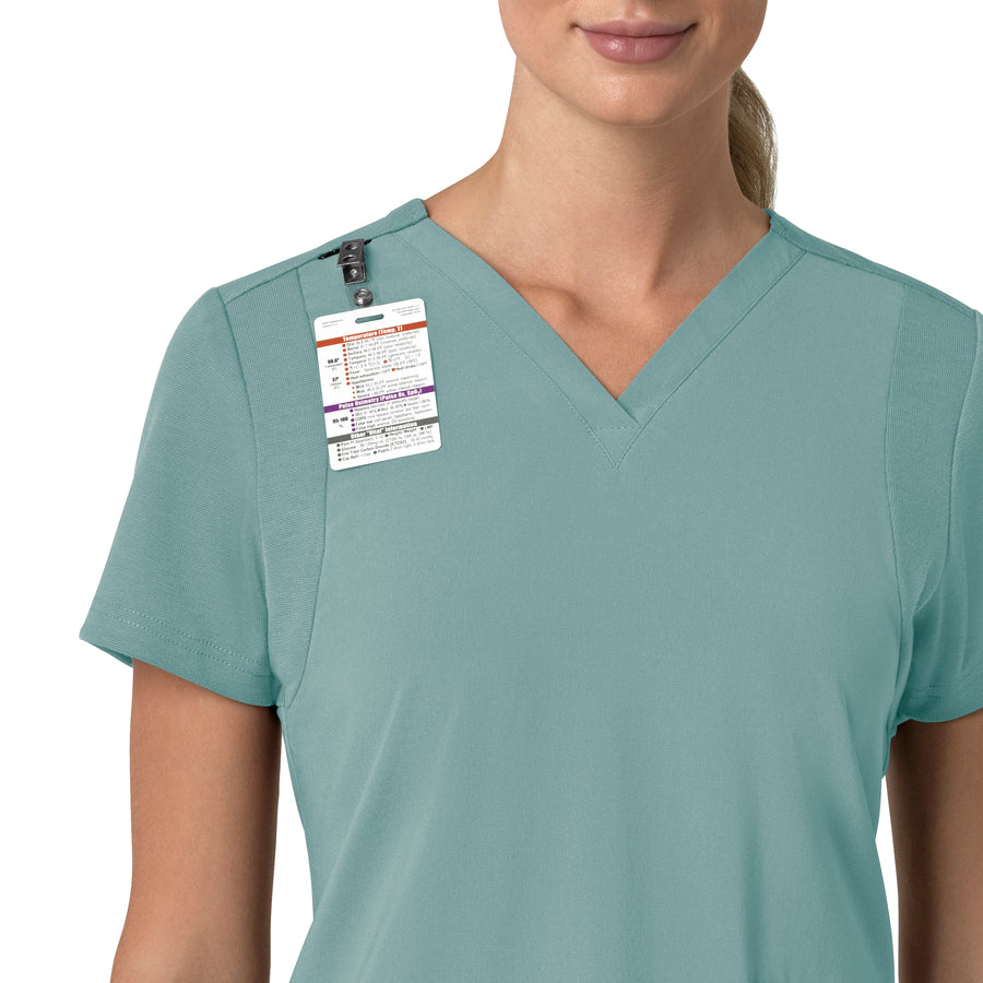 Force Cross-Flex Women's Flex Panel V-Neck Scrub Top Summer Blue side detail 1