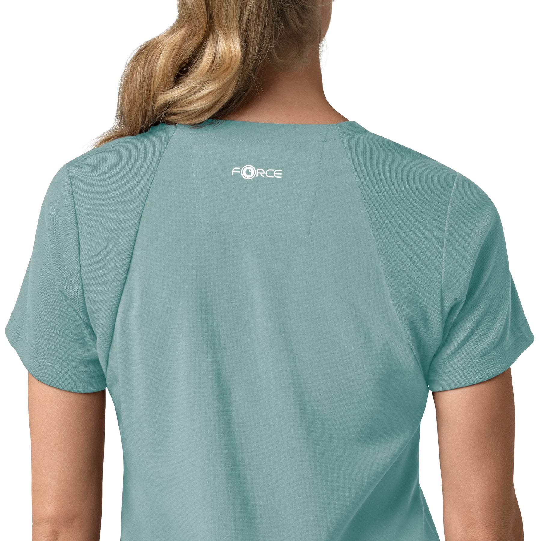 Force Cross-Flex Women's Flex Panel V-Neck Scrub Top Summer Blue side detail 2