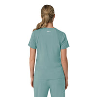 Force Cross-Flex Women's Flex Panel V-Neck Scrub Top Summer Blue back view