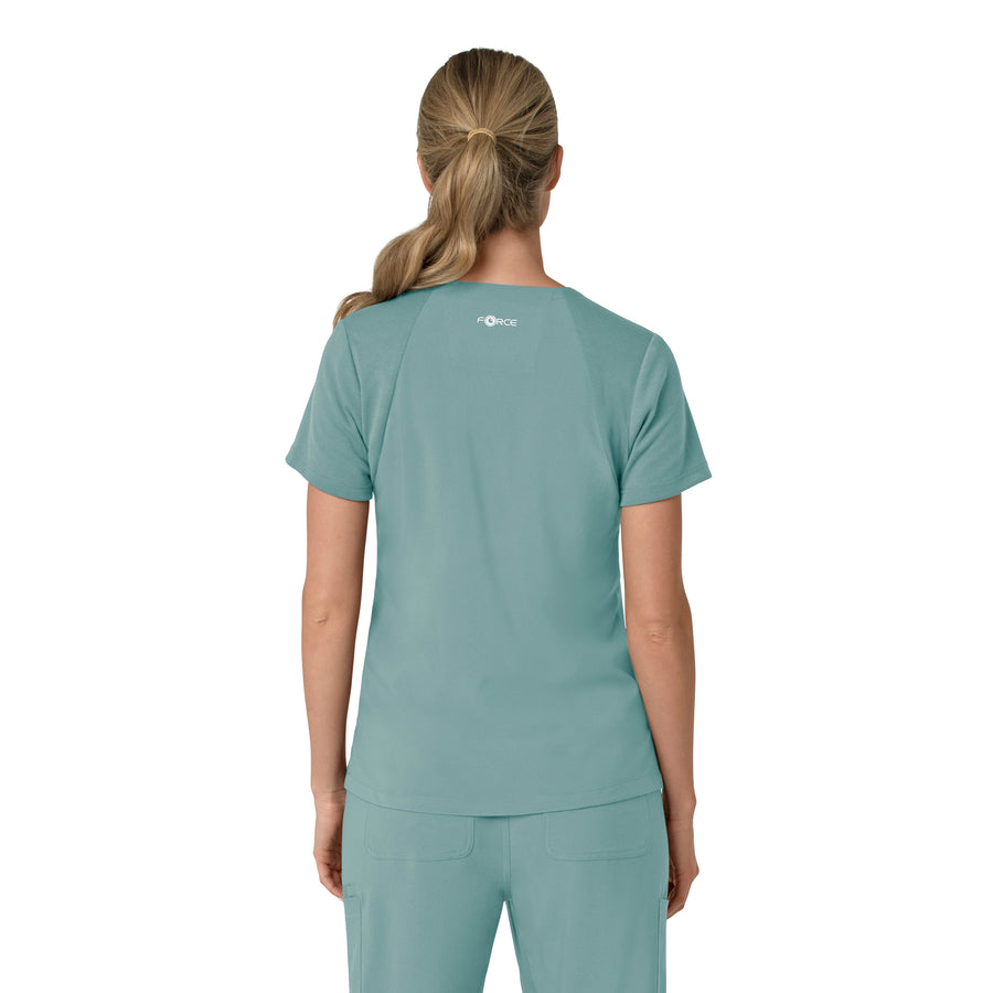 Force Cross-Flex Women's Flex Panel V-Neck Scrub Top Summer Blue back view