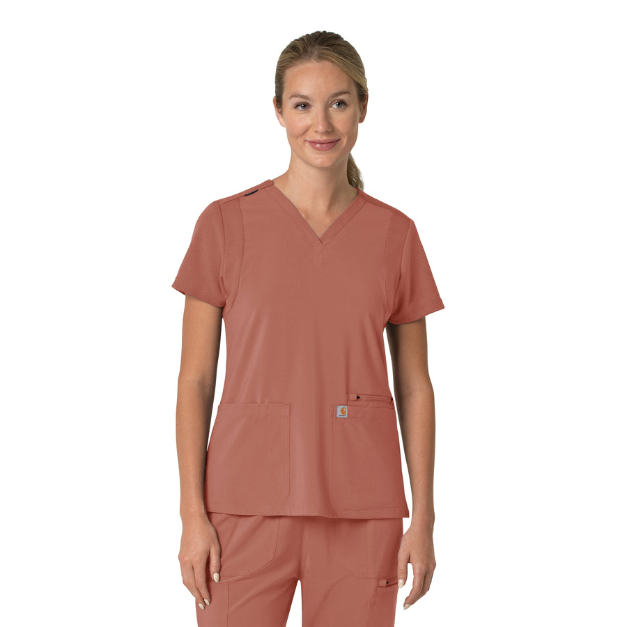 Force Cross-Flex Women's Flex Panel V-Neck Scrub Top Wildrose