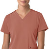 Force Cross-Flex Women's Flex Panel V-Neck Scrub Top Wildrose front detail