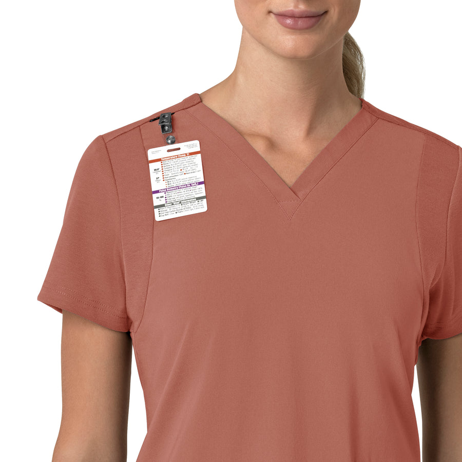 Force Cross-Flex Women's Flex Panel V-Neck Scrub Top Wildrose side detail 1