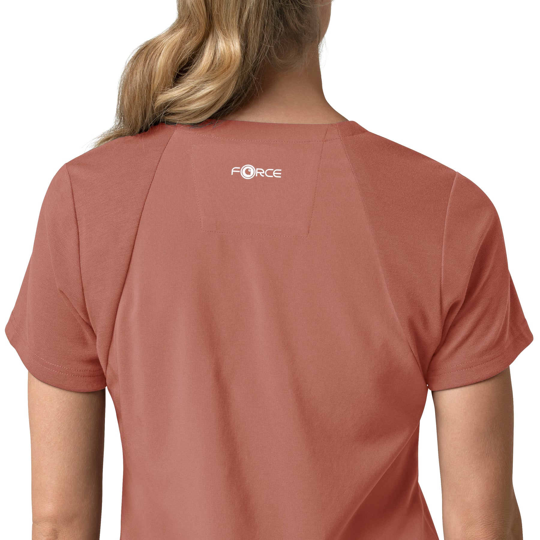 Force Cross-Flex Women's Flex Panel V-Neck Scrub Top Wildrose side detail 2