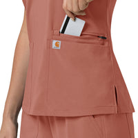 Force Cross-Flex Women's Flex Panel V-Neck Scrub Top Wildrose hemline detail
