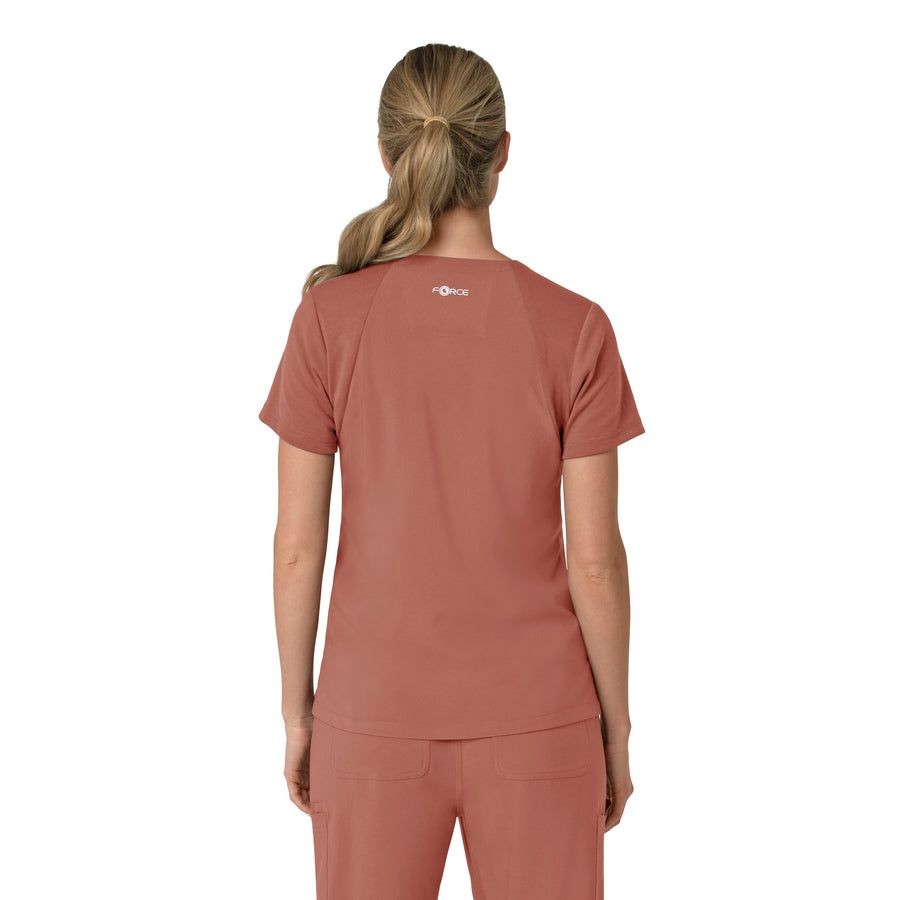 Force Cross-Flex Women's Flex Panel V-Neck Scrub Top Wildrose back view