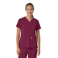 Force Cross-Flex Women's Flex Panel V-Neck Scrub Top Wine