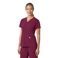 Force Cross-Flex Women's Flex Panel V-Neck Scrub Top Wine side view