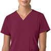 Force Cross-Flex Women's Flex Panel V-Neck Scrub Top Wine front detail