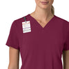 Force Cross-Flex Women's Flex Panel V-Neck Scrub Top Wine side detail 1