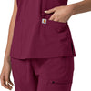 Force Cross-Flex Women's Flex Panel V-Neck Scrub Top Wine back detail